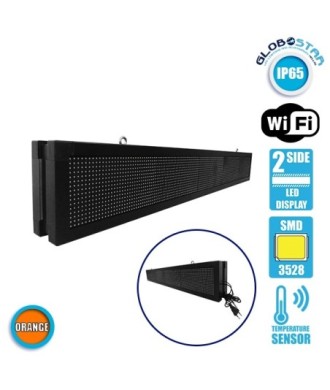 GLOBOSTAR® DISPLAY 90314 Κυλιόμενη Ψηφιακή Επιγραφή P10 Διπλής Όψης LED AC 220-240V Αδιάβροχο IP65 Πορτοκαλί - WiFi Control μέσω FK APP - Αισθητήρας Θερμοκρασίας & Υγρασίας - Μ168 x Π12 x Υ24cm - 2 Χρόνια Εγγύηση